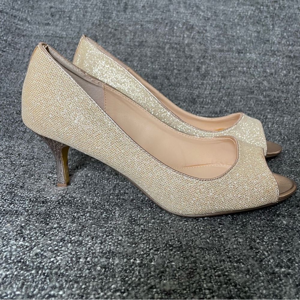 I. Miller Peep Toe Heels Champagne Gold Glitter Pumps Dress Pumps Women’s 7